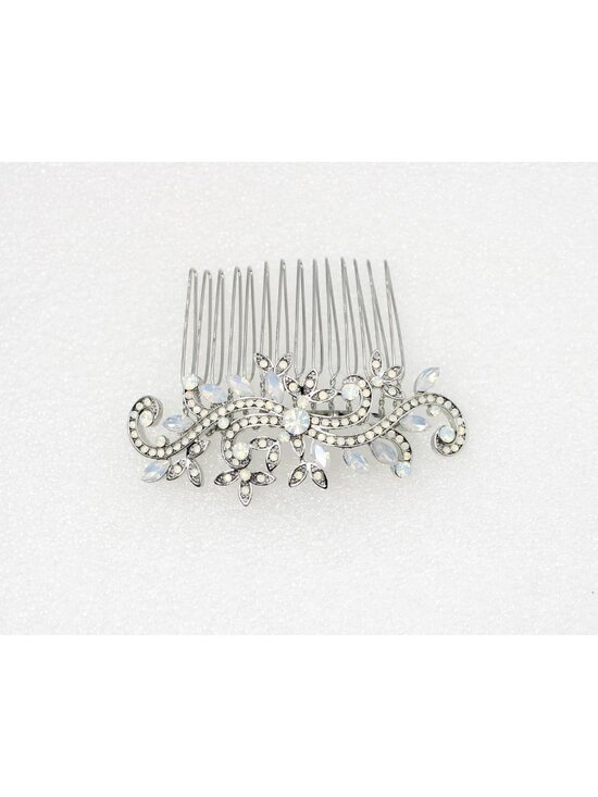 Elegant White Opal Rhinestone Floral Hair Comb - Perfect for Weddings & Events main image 4